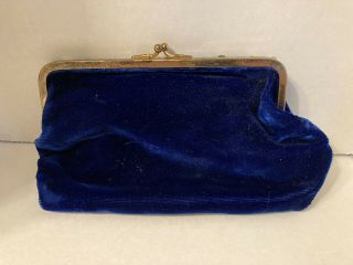 Vintage Velvet Clutch and Coin Purse with Embellishments and Pink Silk Interior 2