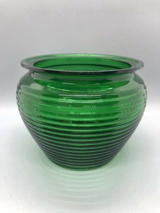 Vintage National Potteries Emerald Green Ribbed Glass Planter/bowl/decor Napco