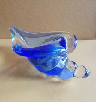 Vintage Blue Glass Horn Of Plenty - Cornucopia Murano?