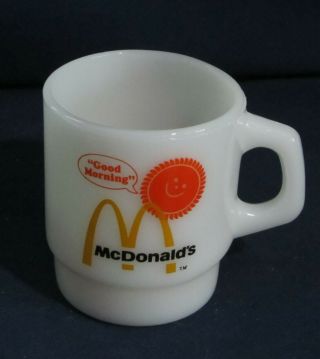 Vintage Mcdonalds Fire King Milk Glass Mug