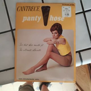 Vintage Cantrece Panty Hose 100 Nylon/nude Heel Tall Color/coffee Sissy