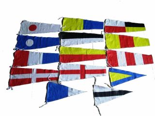 International Maritime Signal Flags / Flag - Set Of Total 14 Flag - Marine