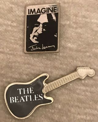 The Beatles 2 Vintage 1960’s Guitar & John Lennon Imagine Pins - Made In England