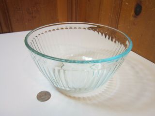 Vintage Pyrex 7402 - S Ribbed Clear Glass Blue Tint 6 - Cup Nesting Mixing Bowl Euc