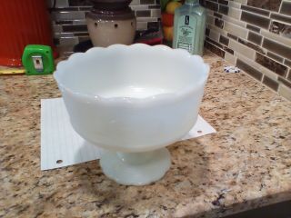 Vintage Eo E.  O.  Brody Co.  Milk Glass Pedestal Fruit Bowl Compote M6000 Usa
