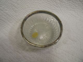 Leonard Crystal Bowl Silver Plate Rim Made In Italy 5 " Diameter,  2 1/2 " Deep