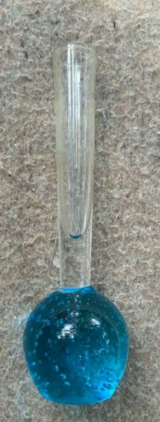 Vintage Controlled Bubble Art Glass Small Bud Vase Murano Style Blue 5”