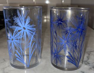 Vintage Swanky Swigs Juice Glasses Set Of 2 Blue Cornflower Glasses