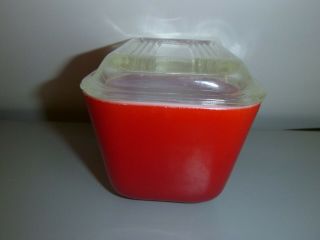 Vintage PYREX Red Refrigerator Dish With Lid 501 3