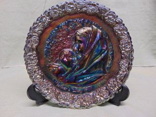Fenton Black Amethyst Iridescent Carnival Glass 1971 Mothers Day Plate