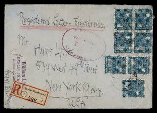 Dr Who 1948 Germany Ovpt Block Belrin Friedenau Registered To Usa G02411