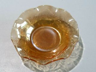Vintage Amber Depression Glass Bowl Ruffle Top 5 1/2 " In Diameter