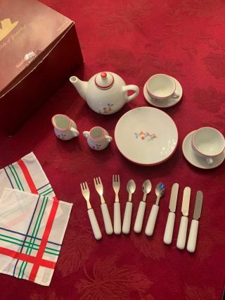 American Girl China Tea Set Teapot Cups/saucers Sugar/creamer Plates Flatware
