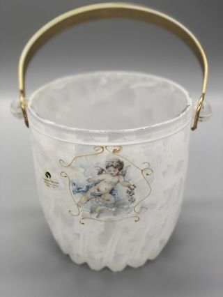 Creazioni Silvestri Arte Murano Crystal Ice Bucket With Gold Handle Cupid