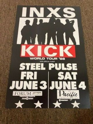 Inxs Kick 1988 Steel Pulse California Cardstock Concert Poster 12 " X18 "
