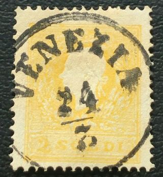 Austria Lombardy - Venetia Stamp 7 Type Ii 2s Yellow Vf/xf Hinged