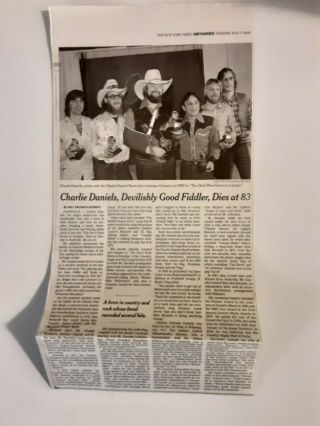 Charlie Daniels York Times Obituary Band Fiddler