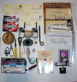 JUNK DRAWER ANTIQUE MUSIC SCORES,  CASINO CHIPS,  DVDs,  COINS & OTHER GOOD STUFF 2