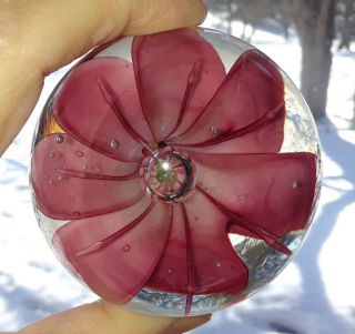 Dynasty Gallery Heirloom Collectables Glass Paperweight with Label Burgundy - Pink 2