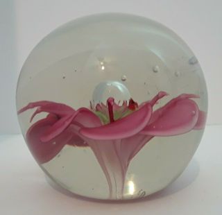 Dynasty Gallery Heirloom Collectables Glass Paperweight with Label Burgundy - Pink 3