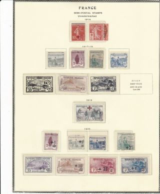 France Page Of Classics 1914 - 1922 Semi - Postal