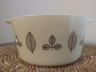 Vintage Pyrex 1 Quart Casserole Dish Cream With Gold Leaves Usa 473 Excell Cond