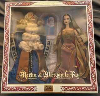 2000 Merlin & Morgan Le Fay Barbie & Ken Dolls Nrfb / Box Not /
