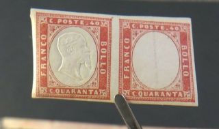 Italy State Sardinia Italian Embossed Stamp Error Missing Head Europe Post $4000