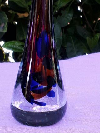 Vintage Murano Encased Glass Bud Vase Amethyst with Blue/Red/Gold Flashes 2