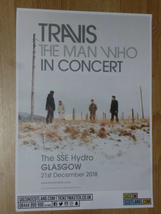 Travis Live Music Memorabilia - Glasgow Dec.  2018 Show Tour Concert Gig Poster
