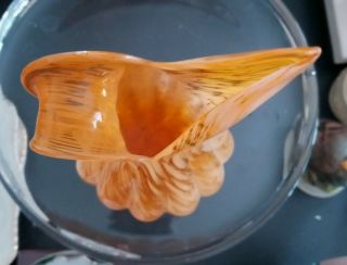Vintage Lefton or Brinn ' s Orange Swirl Hand Blown Vase Pitcher Swung Glass Art 3