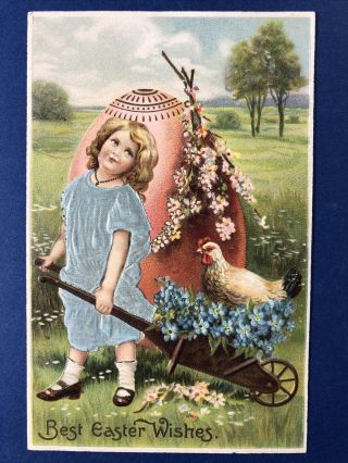 Rare Easter Antique Postcard,  Novelty Silk Thread.  Publ: Langsdorf