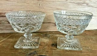 Vtg Imperial Glass Cape Cod Pair Clear Sundae Sherbet Footed Ice Cream Bowl Cups