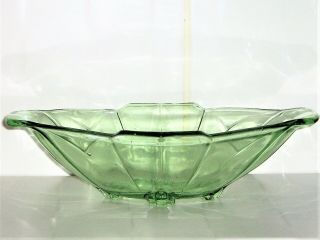 Art Deco Green Chevron Glass Serve/fruit/display Bowl/dish.  1930s Sowerby In Vgc