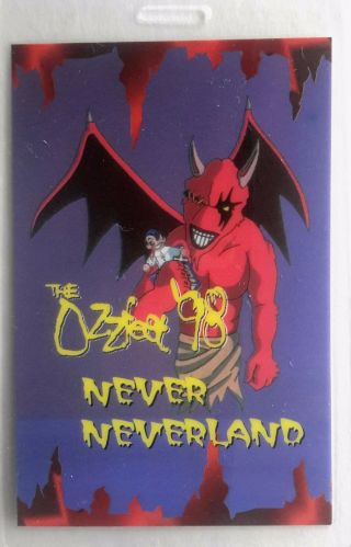 Ozzfest - - 1998 Tour - - Laminated Backstage Pass - - Megadeth - - - Never Neverland