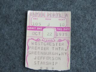 ^ Jefferson Starship - Concert Ticket Stub - 10/22/1975 - Westchester