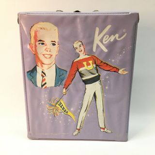 Vintage Ken Cheerleader Carrying Case 1964 Lavender Purple With Ken Doll