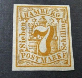 Nystamps German States Hamburg Stamp 6 Og H $100 L2y1284