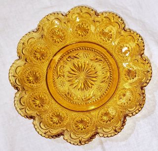Vintage Indiana Topaz/amber Pressed Glass Daisy Tiara Pattern - One 7 1/4 " Plate