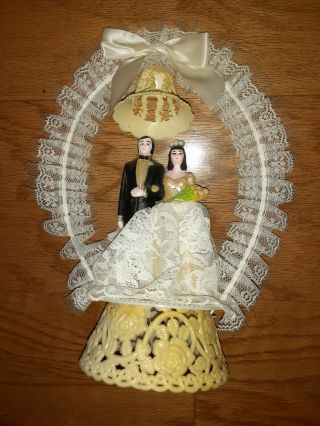 Wedding Cake Topper Vintage 1975 9 1/2 " High Plastic