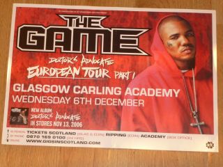 The Game Live Music Memorabilia - Glasgow Dec.  2006 Show Tour Concert Gig Poster
