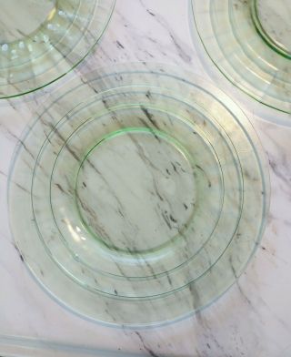 Anchor Hocking Block Optic Green depression glass set of 4 salad plates 3