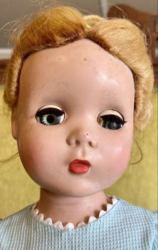 All 17” Madame Alexander 50’s Maggie Doll Hard Plastic With Orig Dress