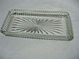 Vintage Clear Pressed Glass Rectangular Butter Liner Relish Dish Vanity Tray