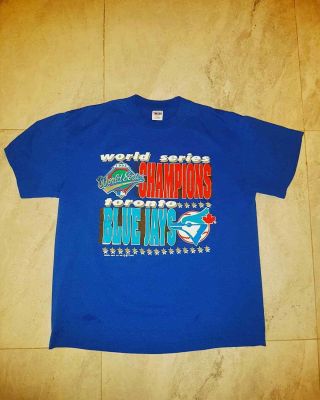 Vintage 1992 Toronto Blue Jays Tshirt World Series Xl 90s Mlb Trench Retro Drake