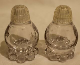 Vintage Elegant Imperial Candlewick Etched Stars 3 " Salt And Pepper Shakers