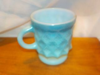Vtg Fire King Teal Blue Green D - Handle Mug Coffee Cup Diamond Pattern Hobnail