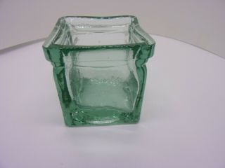 Green Recycled Glass Candle Holders/ Set of 3 / 2 square 1 Leaf Shape 2