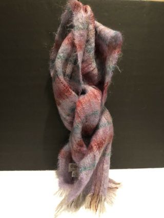 Craftcentre Cymru Scarf Multi - Color Mohair Wool Knit Made In Great Britain