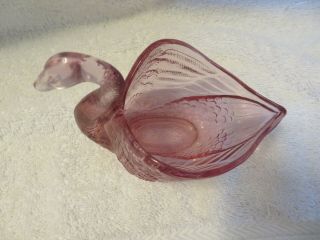 Fenton Swan Figurine DUSTY ROSE (PINK) Glass.  Nut dish,  Trinket Bowl 2